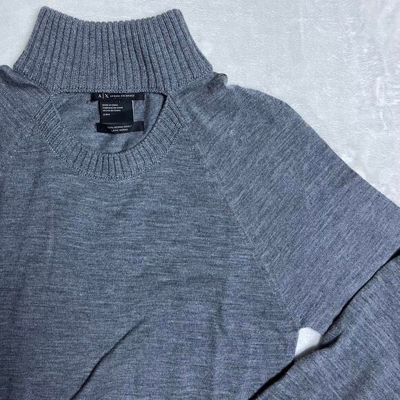 A/X Armani Exchange Merino Wool Sweater Womens S Lightweight Chest Cutout Gray - Picture 3 of 8